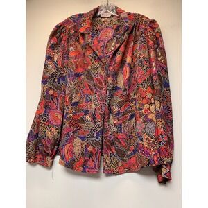 Armon Originals Blouse Womens L Multicolor Excellent Abstract Paisley 12852